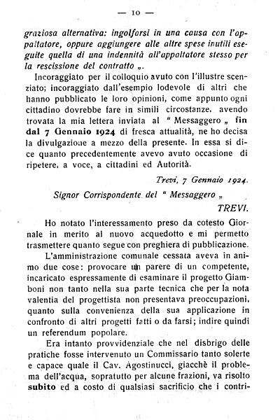 Trevi - Per l'acquedotto, di Carlo Francesconi - 1924