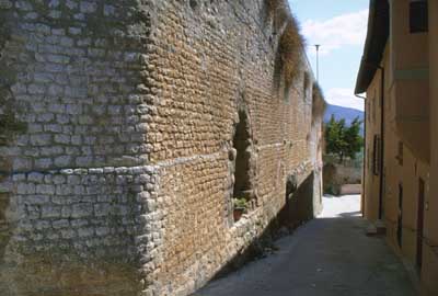 Trevi, Italy. Mura romane in via del Fiscale.