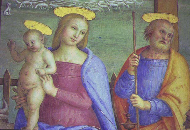 Trevi, Italy. Chiesa della Madonna delle Lacrime. Adorazione dei Magi del Perugino (part.)