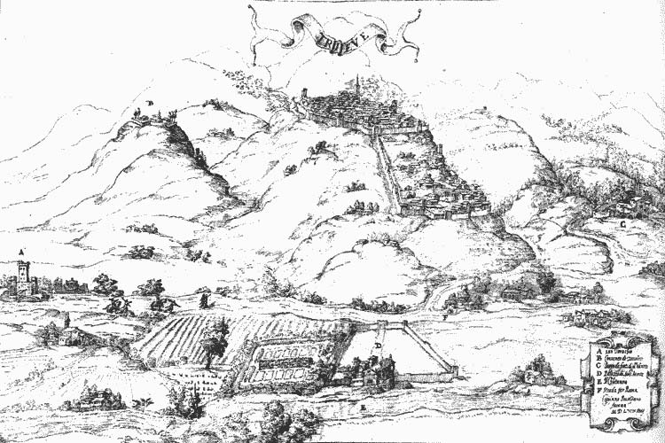Trevi, disegno di Cipriano Piccolpasso, 1575