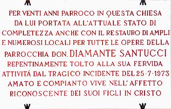 Trevi, Chiesa di S. Emiliano - Epigrafe Don Diamante Santucci