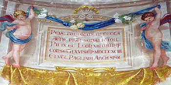 Trevi, chiesa di S. Emiliano. Epigrafe della ricostruzione