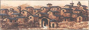 Trevi, Incisione su legno di Alfio Tabarrini