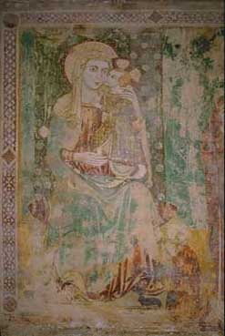 Trevi, Italy. Matigge, Chiesa di S. Nicolò, Affresco del Primo Maestro di S. Chiara.