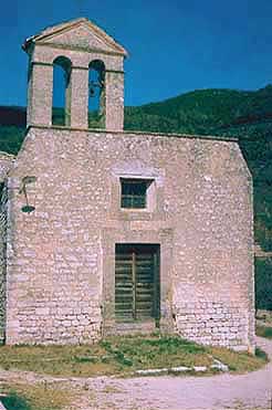 Trevi, Italy. Lapigge, Chiesa di S. Bernardino, facciata.