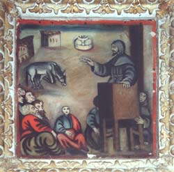 Trevi - Chiesa di S. Francesco - Formella dopo il trafugamento della tela (foto genn. 2001)
