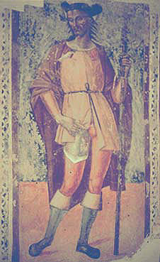 Trevi, Italy. Collecchio, Chiesa di S. Andrea, interno, S. Rocco, affresco XVI sec