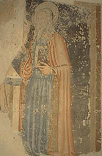 Trevi, Italy. Collecchio, Chiesa di S. Andrea, interno, S. Rocco, affresco XVI sec