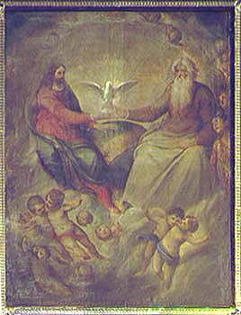 Trevi, Italy - Chiesa di S. Emiliano,Altare della Trinità - Tela prima del "restauro"