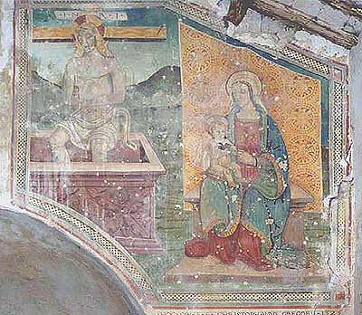 Trevi, Italy. Chiesa di S. Pietro a Pettine. Affresco di Paolo Bontulli, 1525