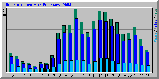 Hourly usage for February 2003
