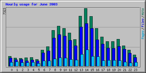 Hourly usage for June 2003