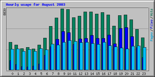 Hourly usage for August 2003